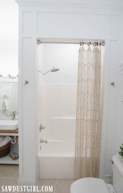 Macrame shower curtain