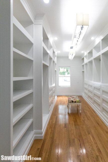 Custom built-in walk-in closet cabinets