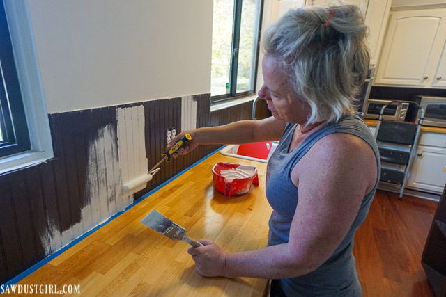 beadboard backsplash - not the best choice in a wet area