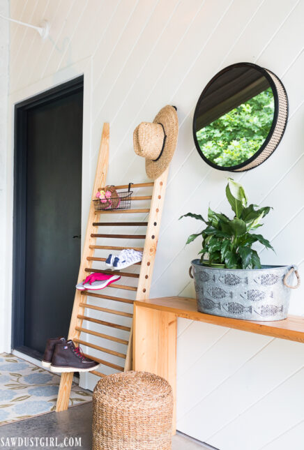 Easy DIY shoe and boot storage ladder