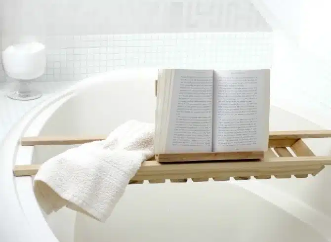 DIY Cedar Book Holder 2 book holder bath caddy