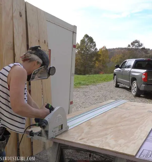 cutting plywood with track saw