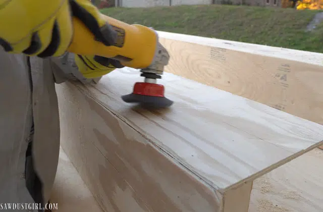distressing faux wood beam