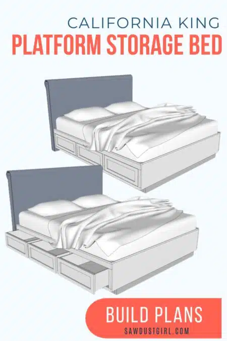 cal king platform storage bed plans