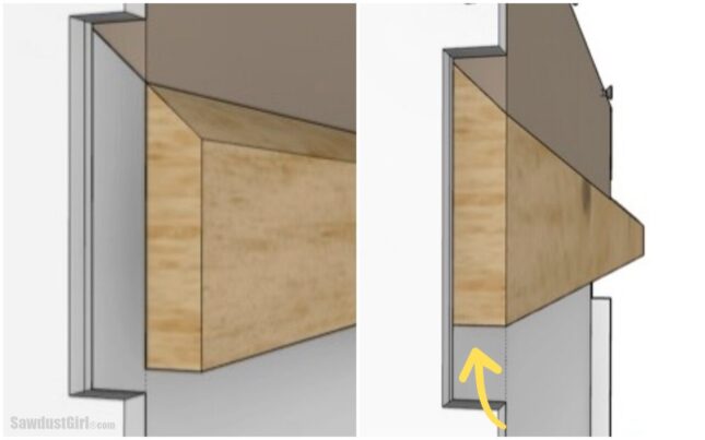 cabinet notch oversized for wall cleat